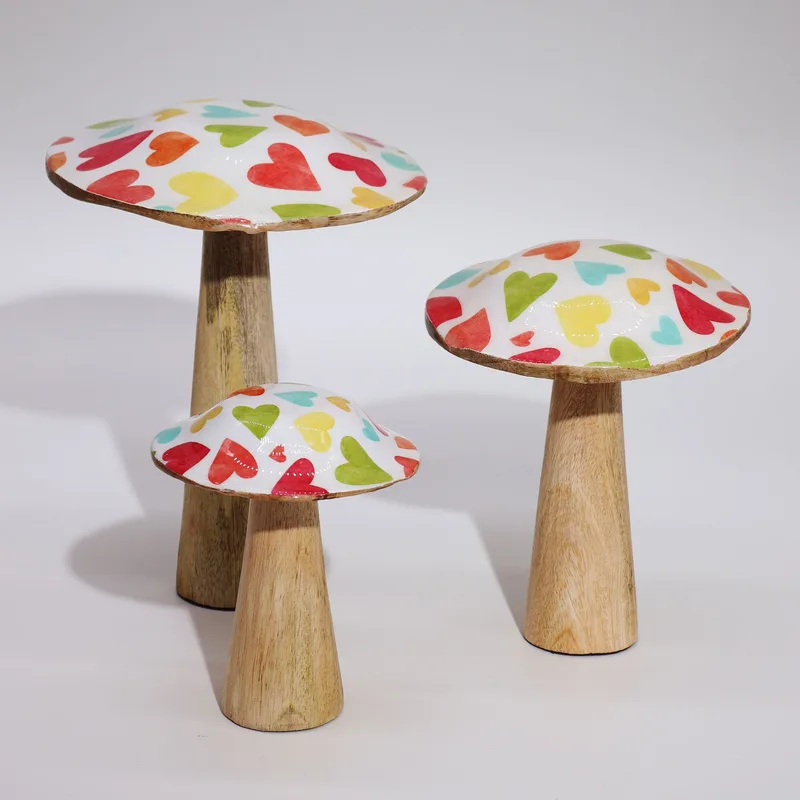Large Enamelled Mushroom 20cm Pastel Hearts — foto 2