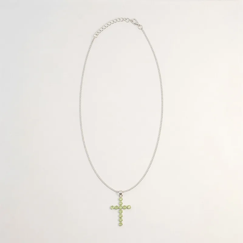 Indian Devotional Pendant Argento Plated Peridot Crucifix — foto 3