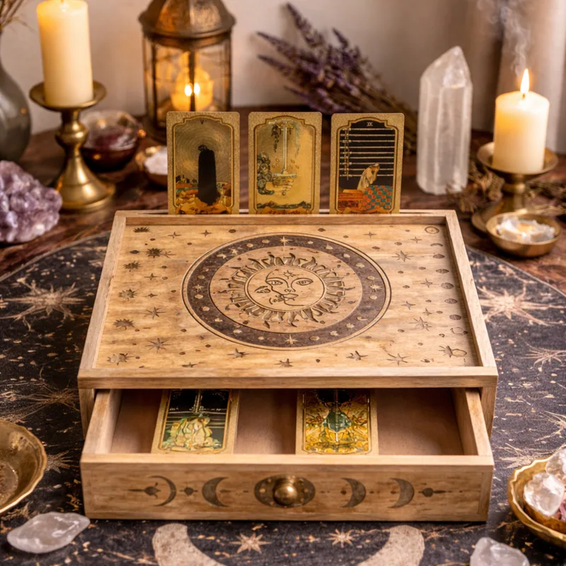 Sun Moon Carved Tarot Scatola with Drawer — foto 4