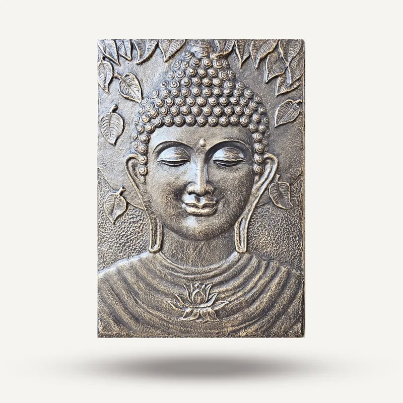 Large Buddha Iron Frame Antique Oro Relief 0.7x1m — foto 1