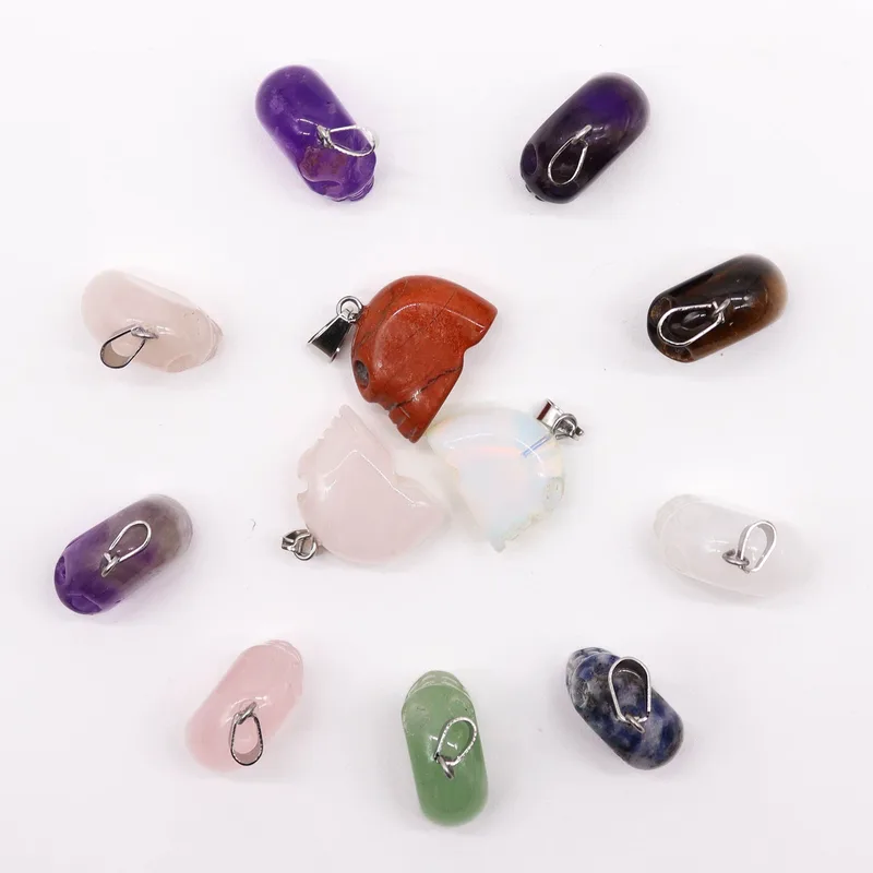 Gemstone Mini Skulls Pendants 20x15mm