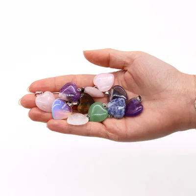 Gemstone Heart Pendants 20x6mm