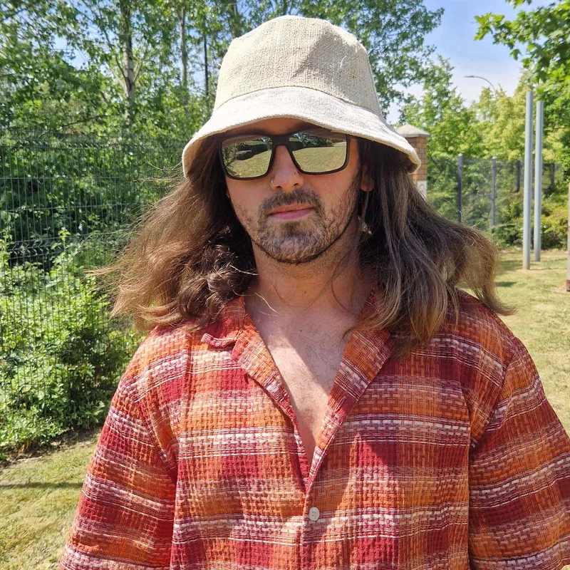 Patched Hemp & Cotton Boho Festival Hat Naturale — foto 3