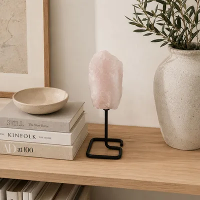 Mineral Specimen on Metal Stand - Rosa Quartz — foto 2