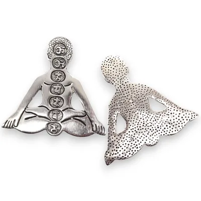 Polished Aluminum Seven Chakra Yoga Incenso Porta 12x12cm — foto 3