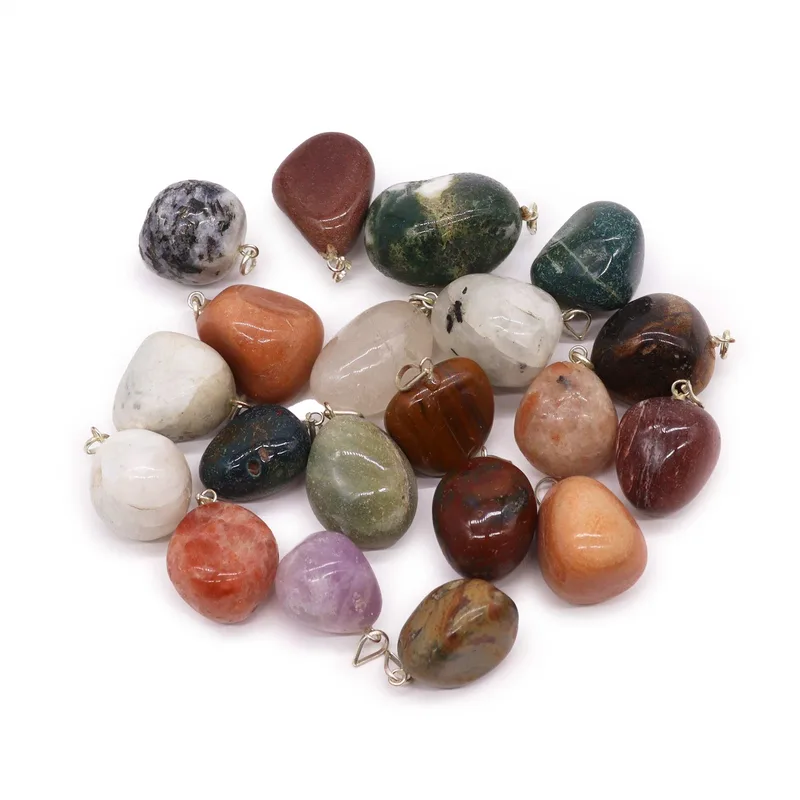 Mixed Argento Plated Crystal Tumbled Stone Pendants