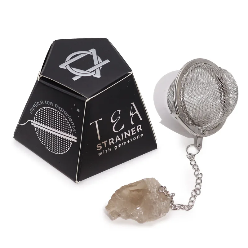 Raw Crystal Gemstone Tè Strainer - Smoky Quartz