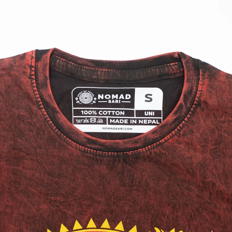 Nomad Sari Stonewashed Cotton T-Shirt Dragon Mandala Maroon Small — foto 5