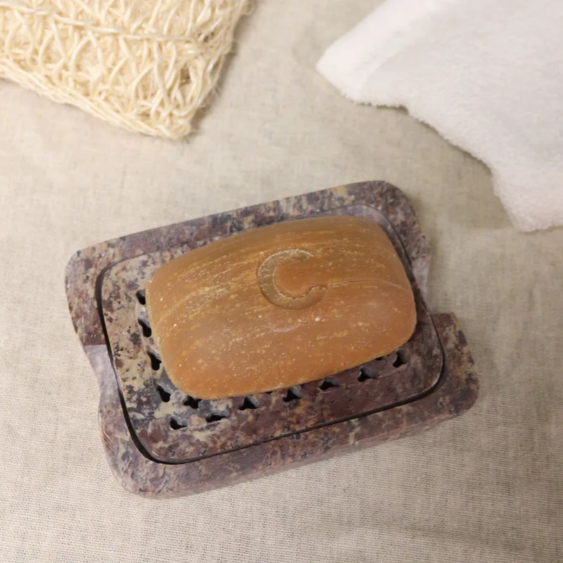 Soapstone Sapone Dish & Drainer 11x8cm- Classic Square — foto 5