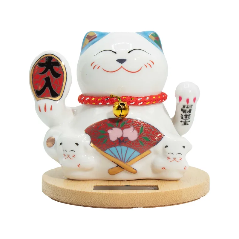 Solar Money Cat Wooden Base Blu moving Hand — foto 2