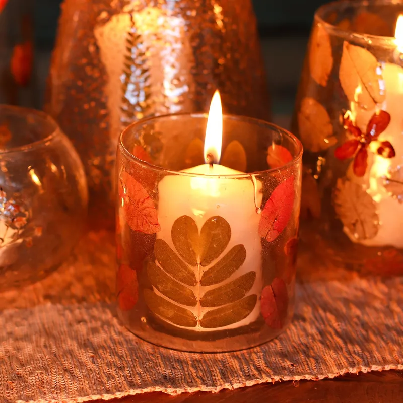 Naturale Floral Glass - Straight Candela Porta - Primavera - (8x8cm) — foto 4
