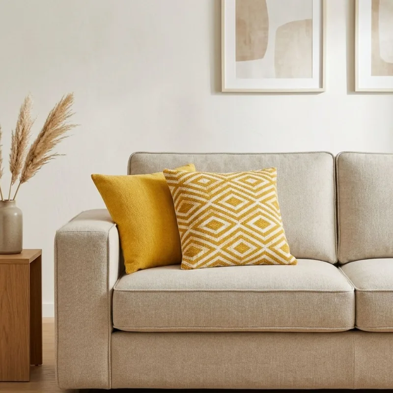 Classic Cushion Cover Mustard Diamonds 45x45cm — foto 2