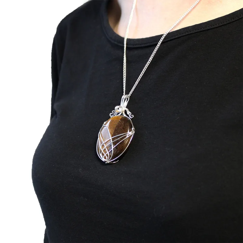 Swirl Wrapped Gemstone Necklace Tiger Eye — foto 2