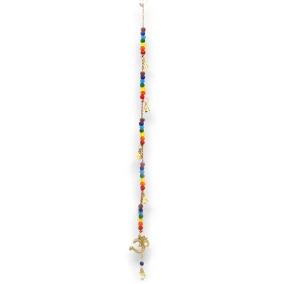 Indian Chimes Brass OM with Chakra Beads String Bells 53cm — foto 1