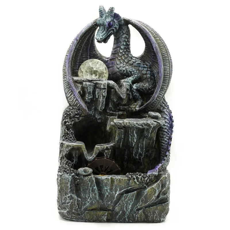 Tabletop Water Feature 35cm Purple Dragon, Crystal Ball & Water Wheel — foto 1