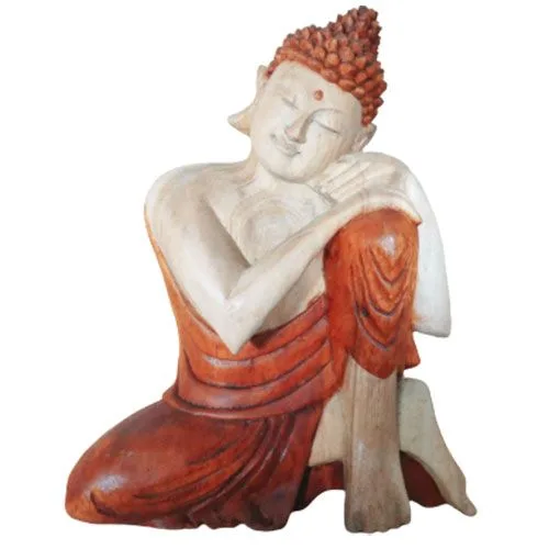 Hand Carved Buddha Statue 25cm Thinking