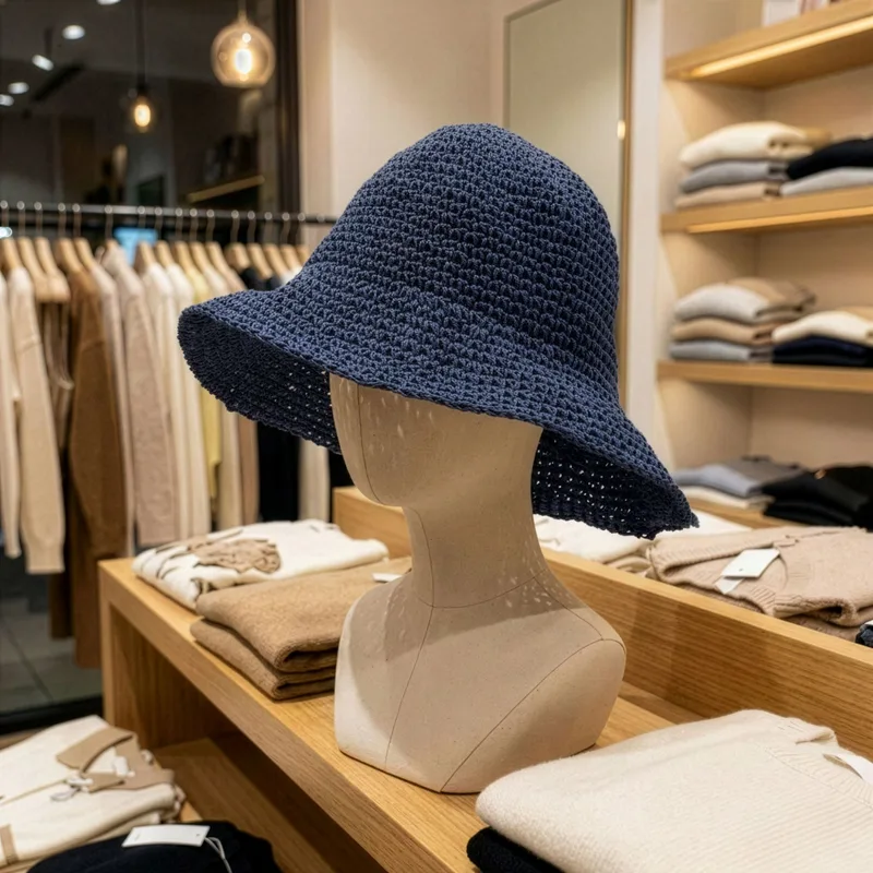 Nomad Sari Floppy Straw Sun Hat - Navy Blu