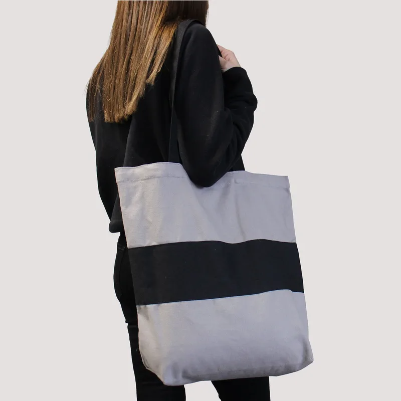 Two Tone Cotton Bag 38x42x12cm Blu & Naturale 10oz — foto 3