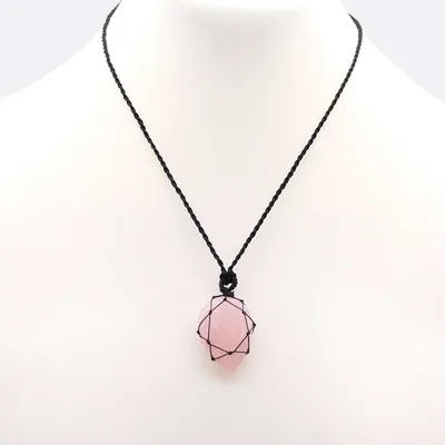 Laced Gemstone Teardrop Pendant - Rosa Quartz — foto 1