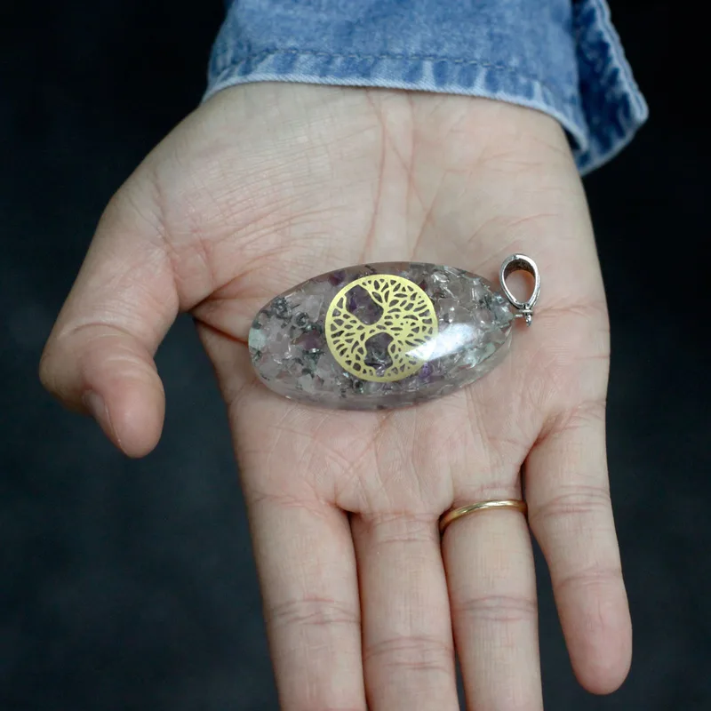 Orgonite Power Pendant 7 Stone Chakra Oval with Albero — foto 1