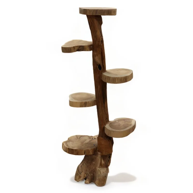 Espositore in Teak Naturale a 6 Ripiani Altezza 120cm