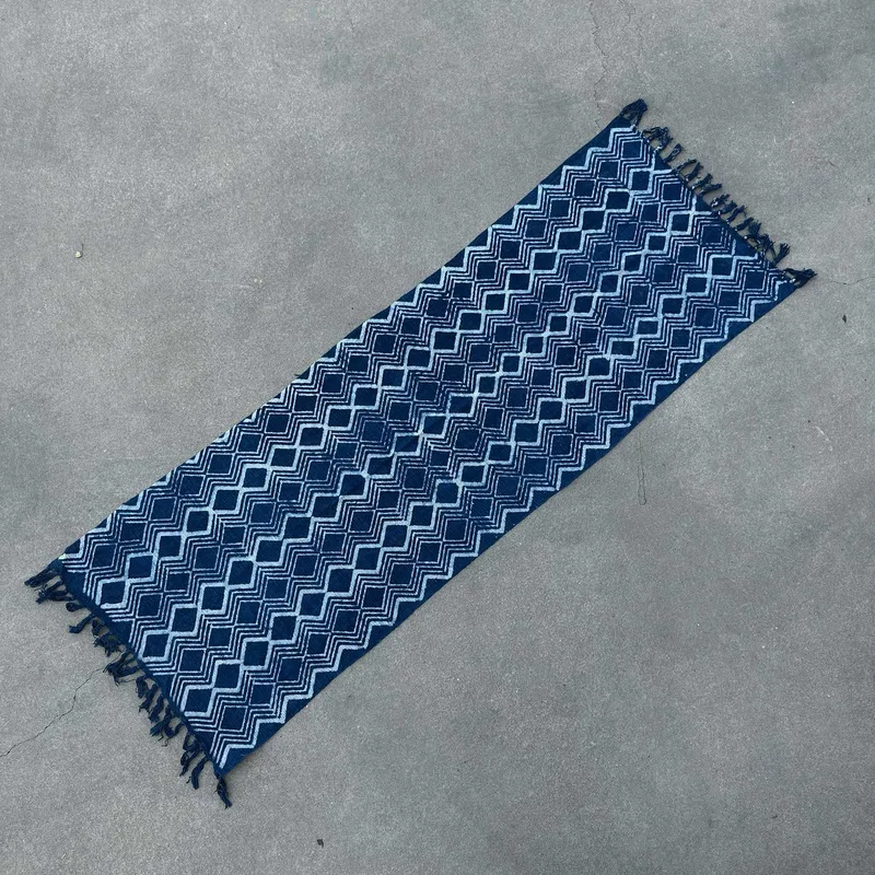 Fatto a mano Indigo Runner 170x60cm Heerak Patern — foto 1