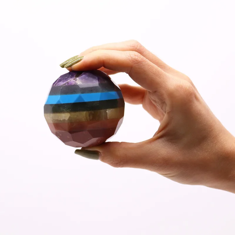 Gemstone Faceted Healing Ball & Stand Seven Chakra — foto 1