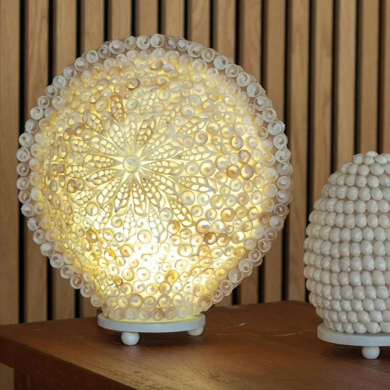Boho Sea Shell Lamp Cut Art Shell Large Round 30cm — foto 3