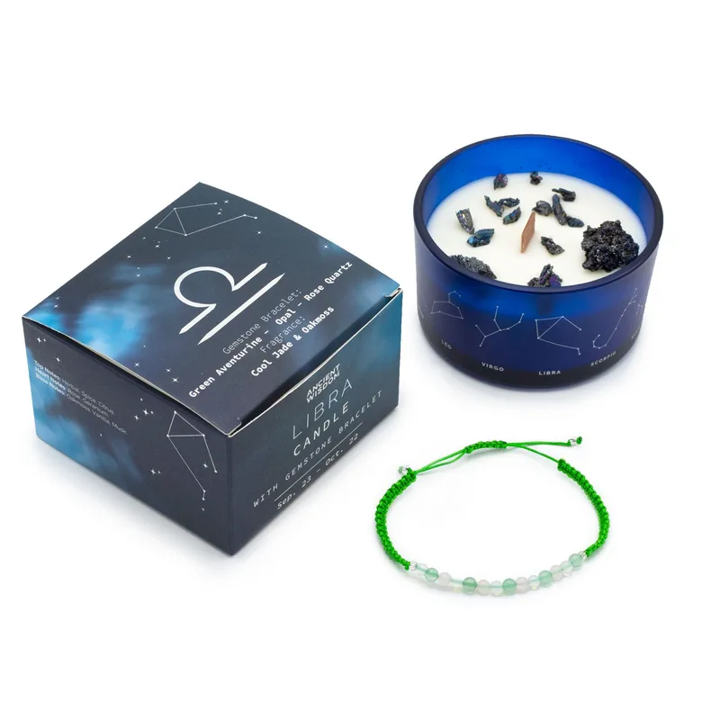 Zodiac Crystal Candela with Gemstone Bracelet Libra