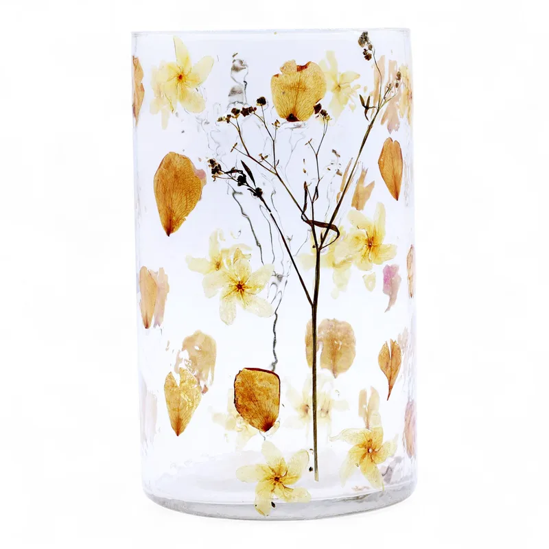 Naturale Floral Glass Tall Vase Candela Porta Rosa - — foto 1