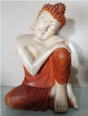 Hand Carved Buddha Statue 30cm Thinking
