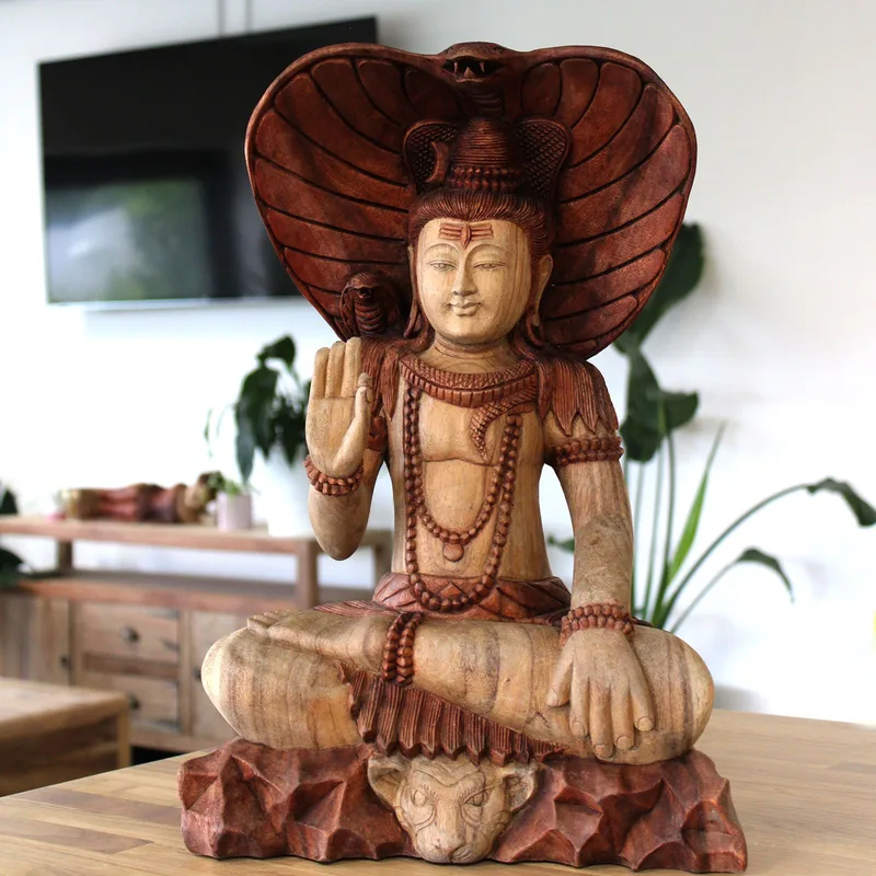 Hand Carved Buddha Statue Shiva with Cobra 50cm — foto 1