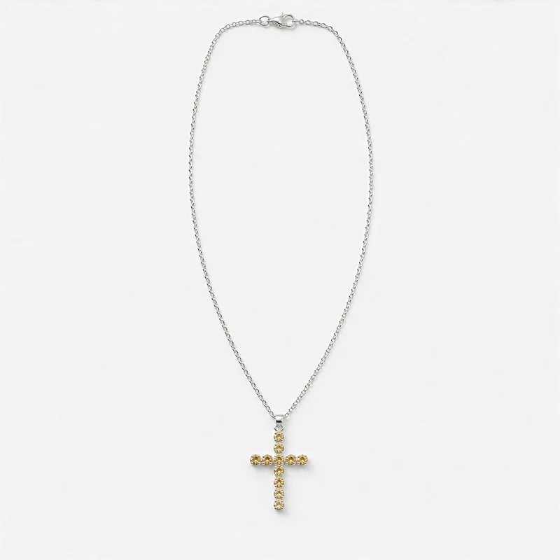 Indian Devotional Pendant Argento Plated Citrine Crucifix — foto 4
