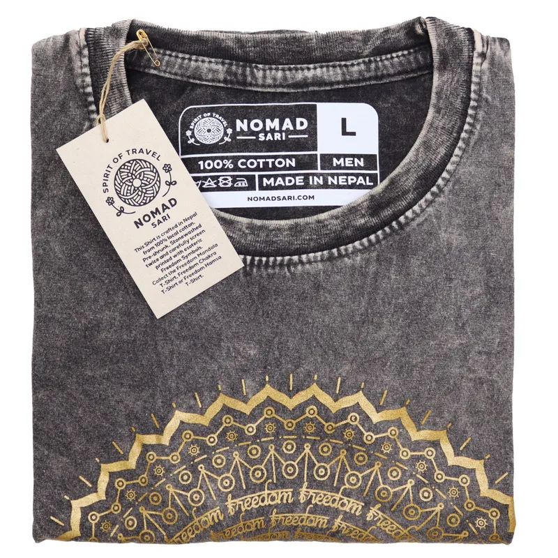 Nomad Sari Stonewashed Cotton T-Shirt – Hamsa – Dark Grey – Large — foto 1