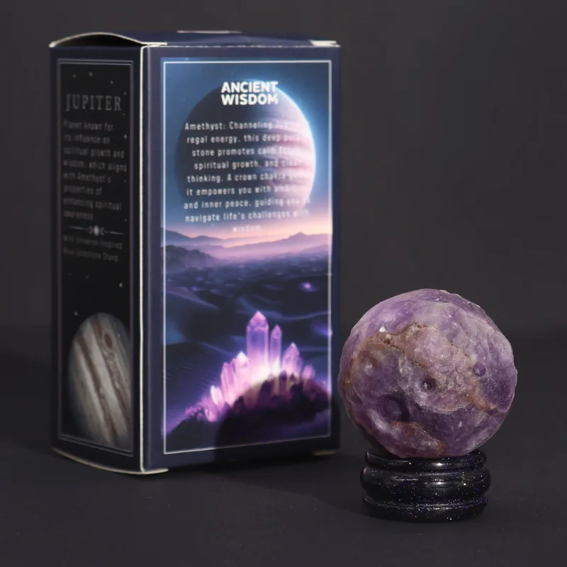 Ametyst Planet on a Sola Goldstone Stand 40mm