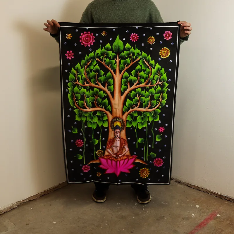 Cotton Wall Art (70x110cm) - Buddha Bodhi Albero — foto 1