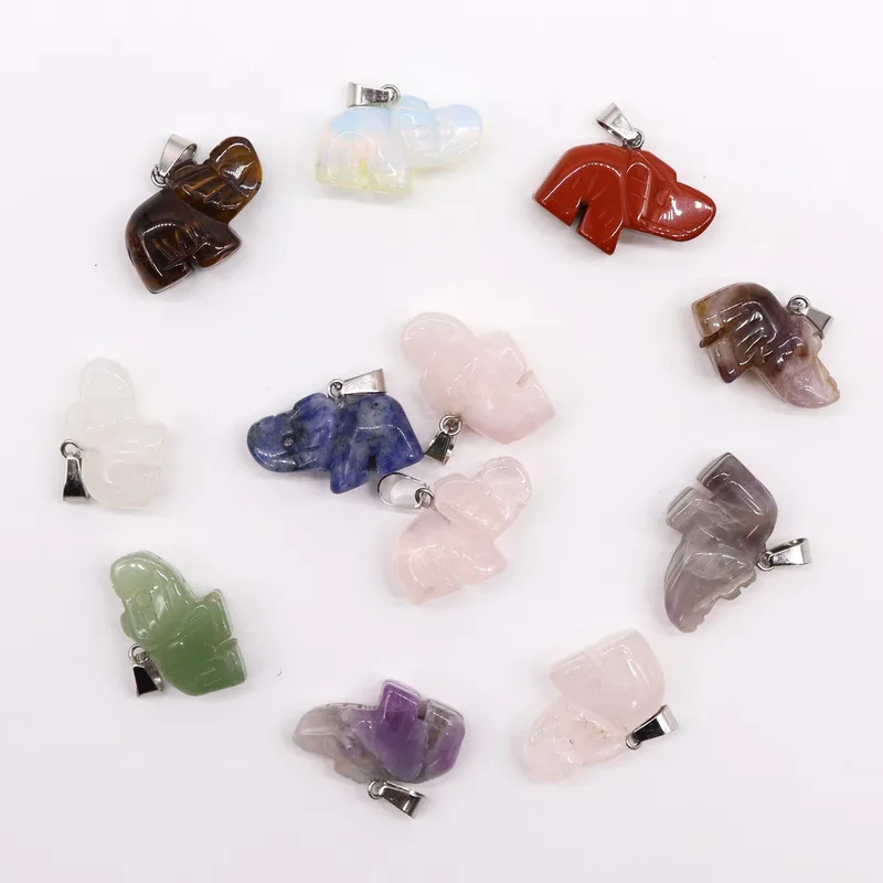 Gemstone Lucky Elephants Pendants 25x15mm — foto 1