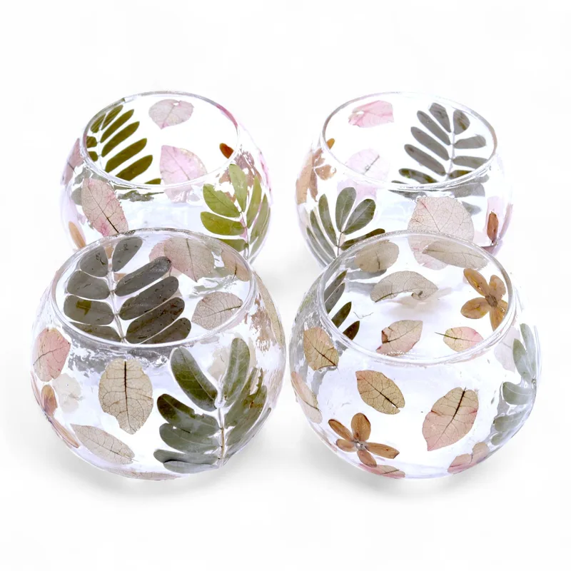 Naturale Floral Glass - Bowl Candela Porta - Primavera - (8x10cm) — foto 4