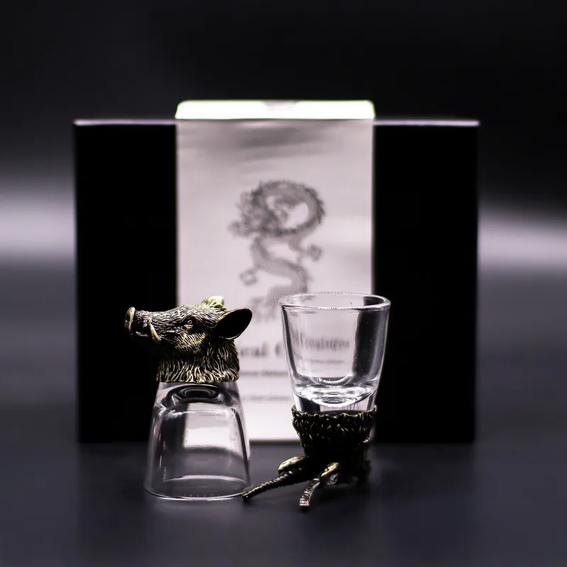 Gift Set of 6 Shot Glasses Selvatico Forest Creatures Antique Bronze — foto 4