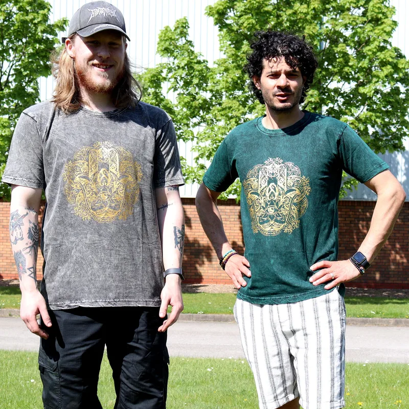 Nomad Sari Stonewashed Cotton T-Shirt – Hamsa – Dark Grey – XL — foto 2