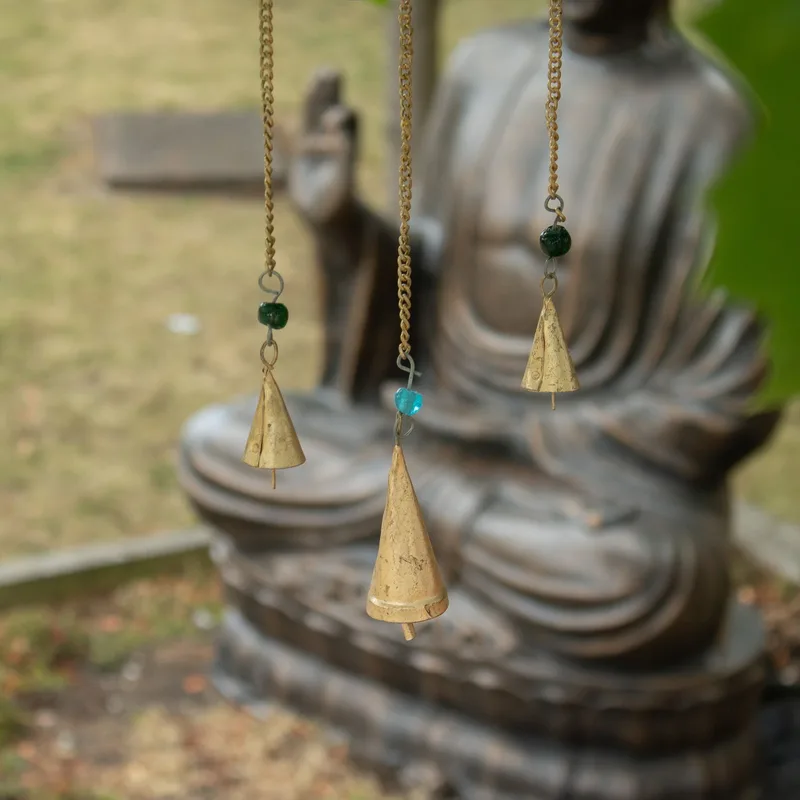 Indian Chimes Hamsa Sm Mirror 3 Bells 14x55cm — foto 2