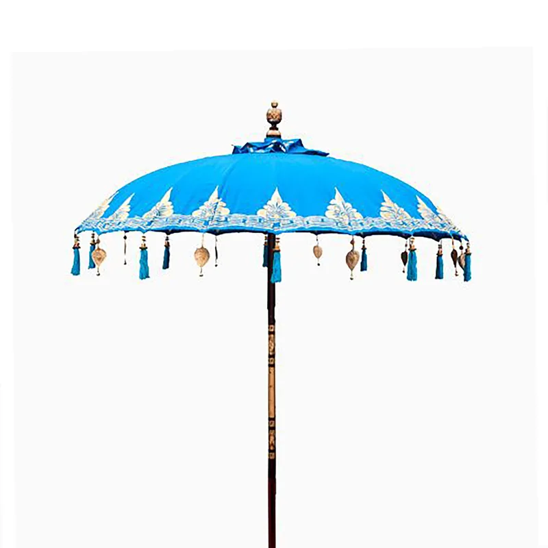 Bali Patio Parasol Cotton Turquoise Decor 2m