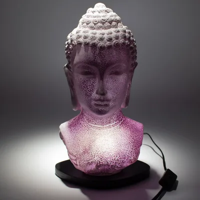 Buddha Bust Lamp Lavanda Crackle - Oval Stand — foto 2