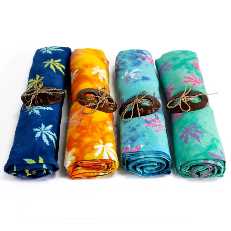 Bali Block Print Sarong Tropical Leaves — foto 1