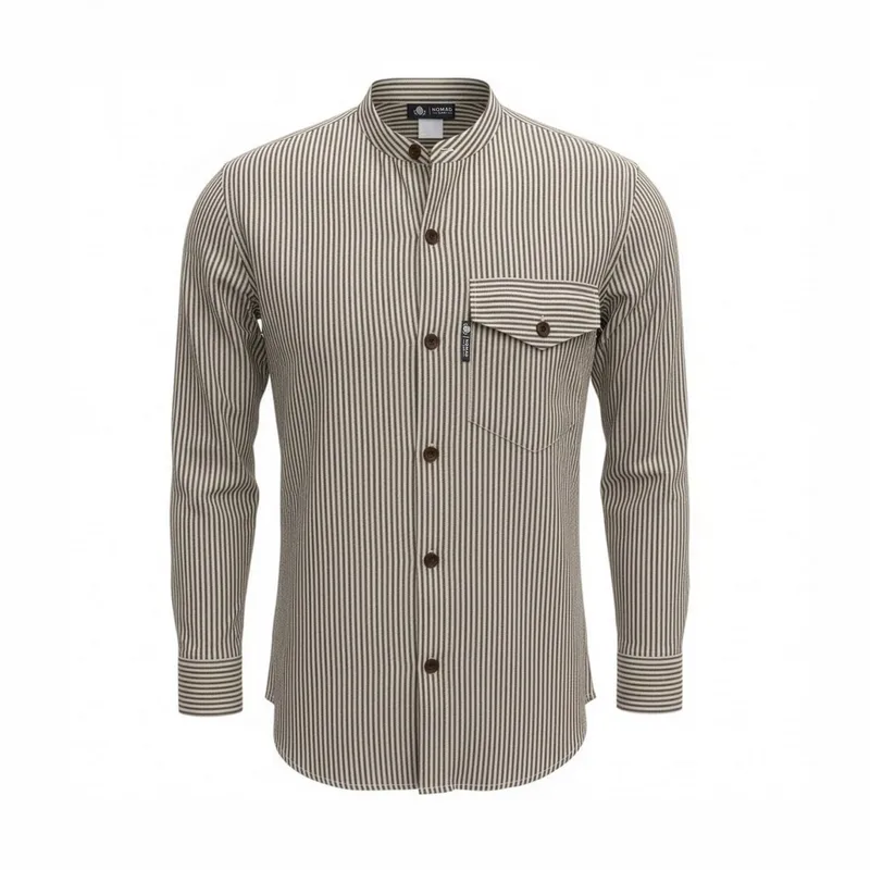 Nomad Sari Grandad Shirt Grey Stone Medium
