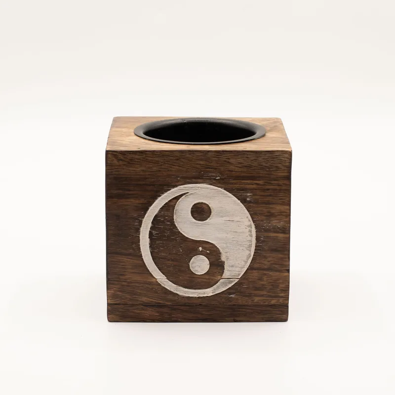 Square Mango Legno Olio Bruciatore - Yin Yang — foto 1