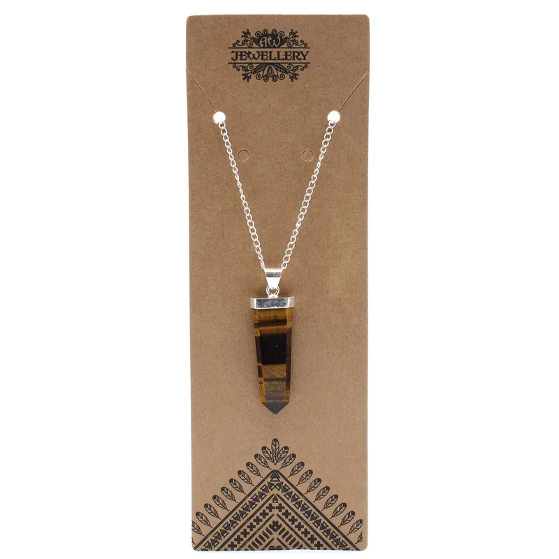 Gemstone Flat Pencil Pendant Tiger Eye