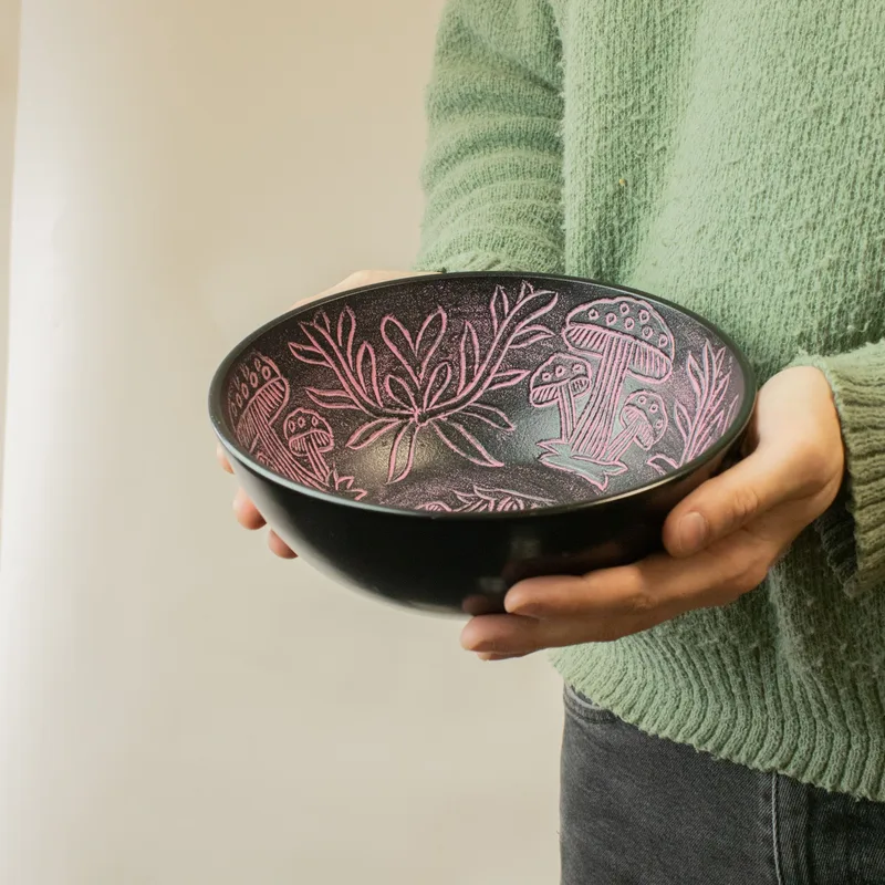 Aluminum Singing Bowl Magic Mushroom Pink — foto 2