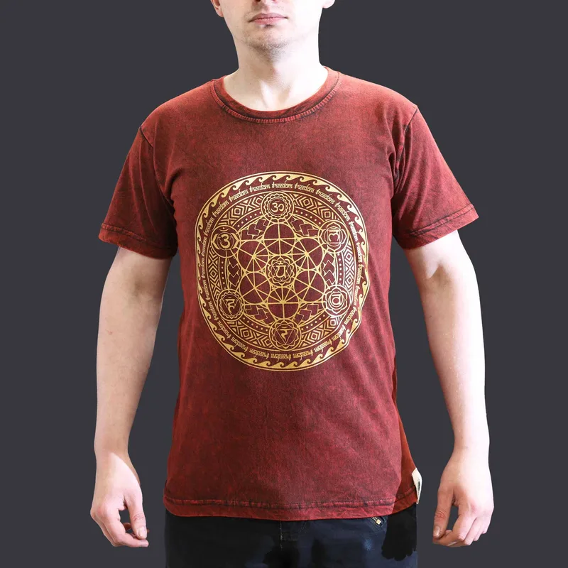 Nomad Sari Stonewashed Cotton T-Shirt – Chakra – Maroon – Small — foto 1