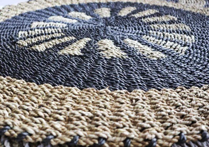 Round Seagrass Nero & Tan Inner Sun 1m — foto 2
